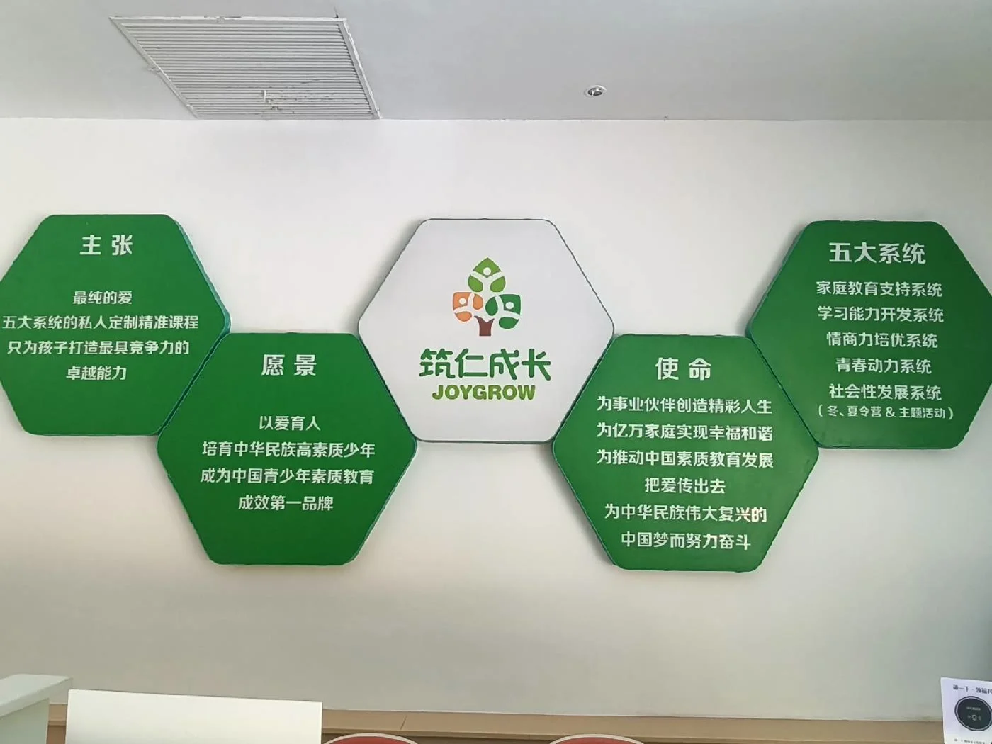 筑仁成长教育校区品牌理念墙